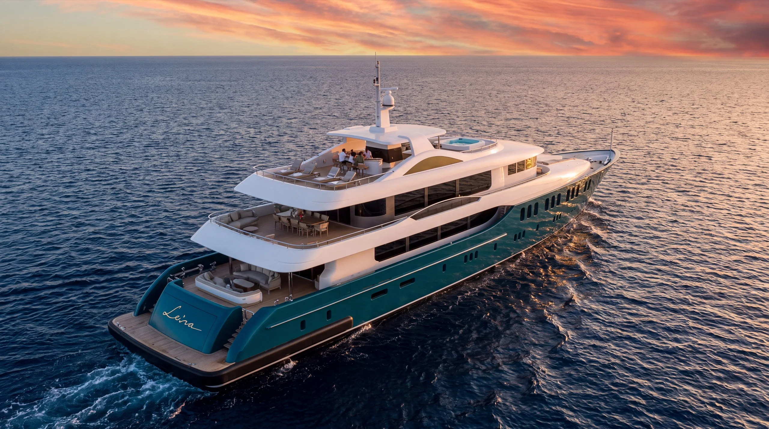 Leira Maldives cruising at sunset